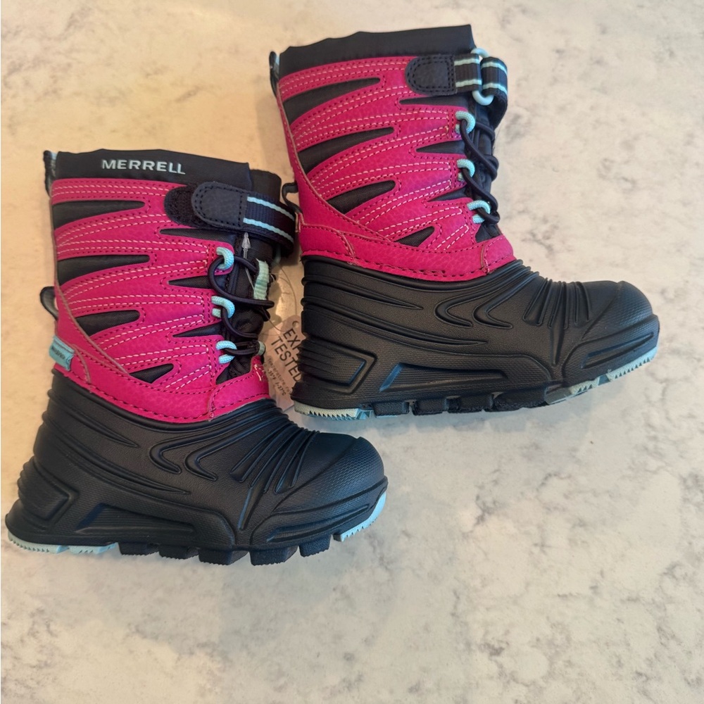 Merrell Kids Hot Pink and Black Waterproof Snow Boots